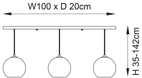 Endon 102929 - Csillár zsinóron BOLI 3xE27/10W/230V fekete/füstös barna
