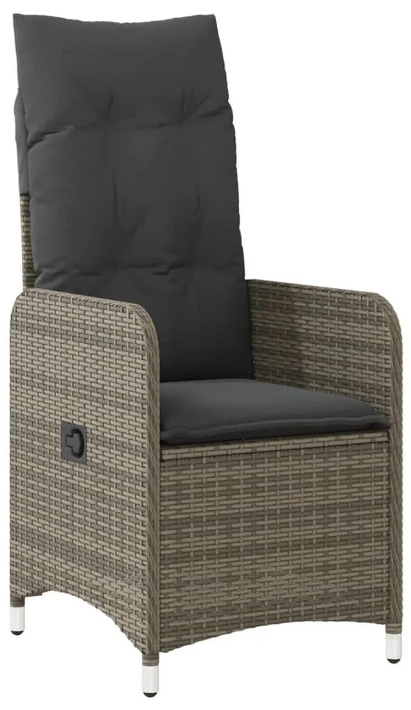 9 részes szürke polyrattan kerti bisztrógarnitúra párnákkal