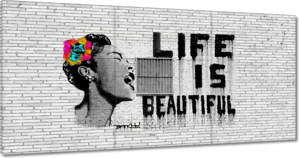 Festmények 180x90 Banksy Life is beautiful
