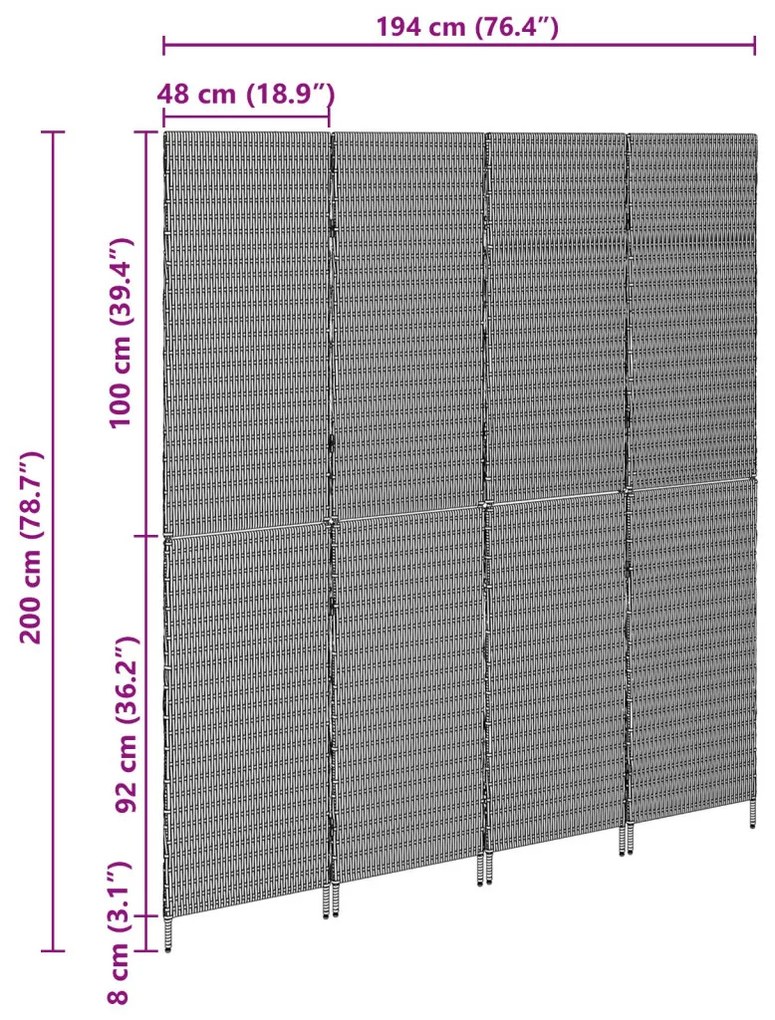 Szobai elválasztók Bézs Fa, Szövet 4 panel, 200 cm magasság
