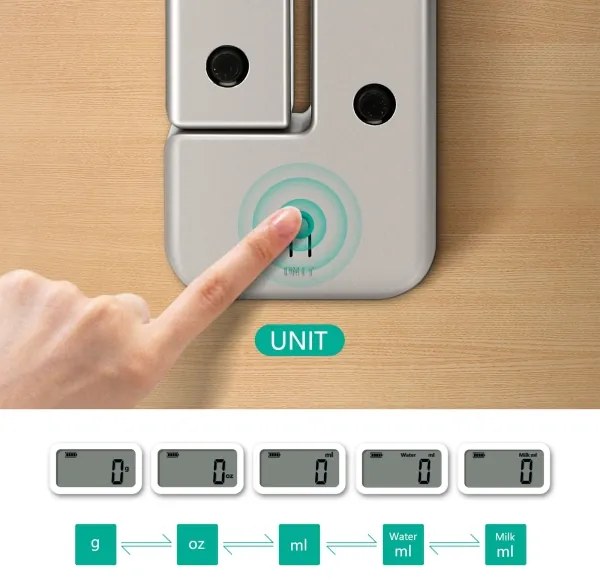 Aigostar összecsukható konyhai mérleg 5 kg, króm kivitel