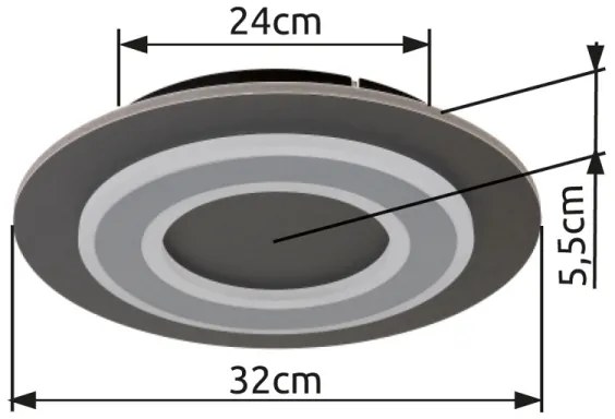 Globo 48032-24 - LED Mennyezeti lámpa JAYDEN LED/24W/230V átm. 32 cm antracit