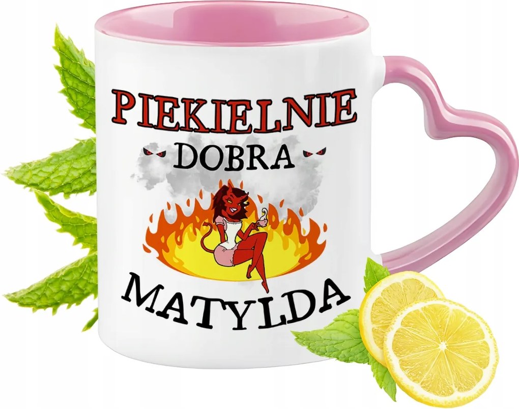 Bögre Matildának Rózsaszín Szív Alakú Füllel Kávé Ajándék