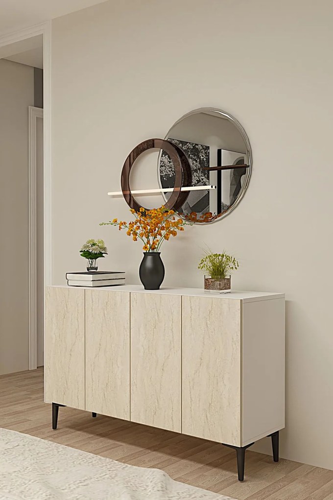 Aplos komód, fehér-travertin, 120 cm – TR555CHM1436