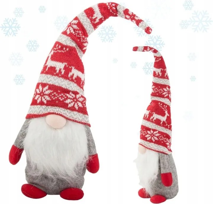 1Mcz karácsonyi manó törpe textil puha és aranyos 48cm, piros