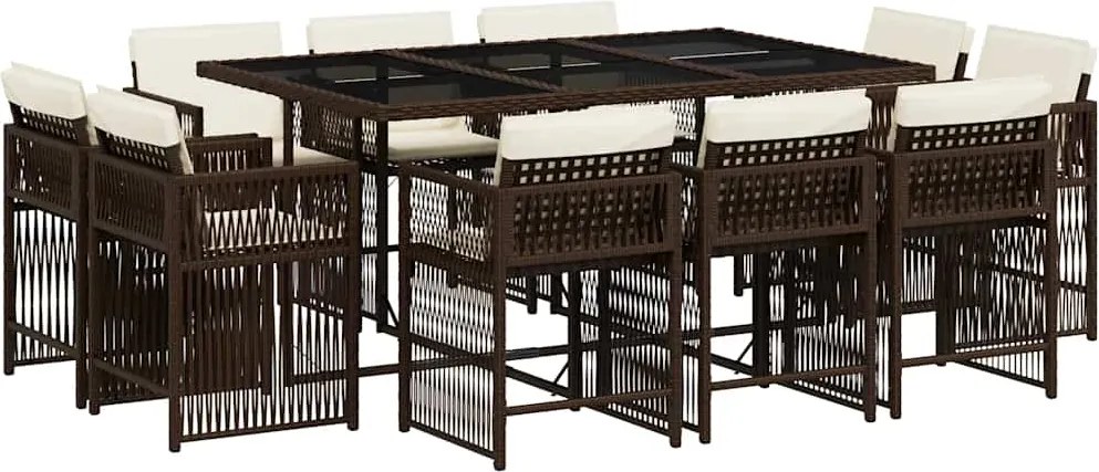 vidaXL 11 részes barna polyrattan kerti ülőgarnitúra párnákkal