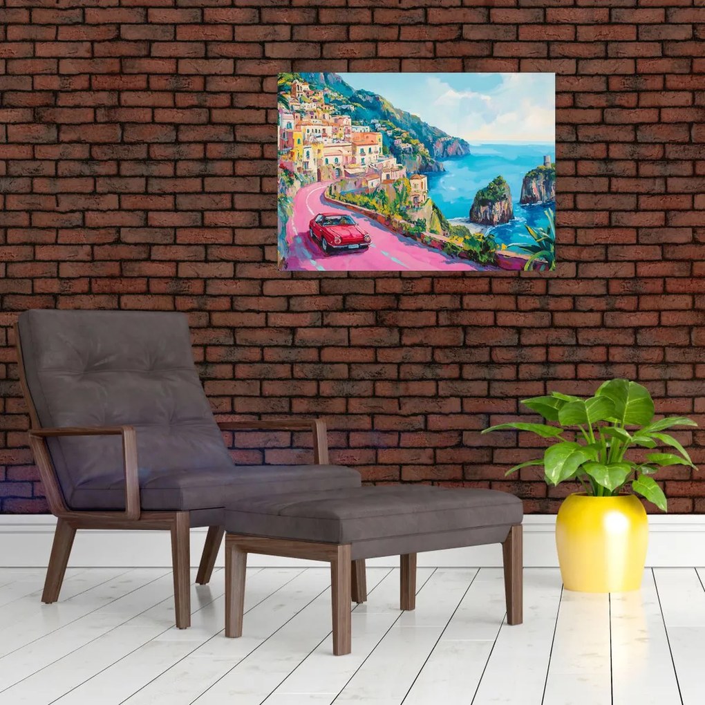 Kép - Rózsaszín part menti út (70x50 cm)