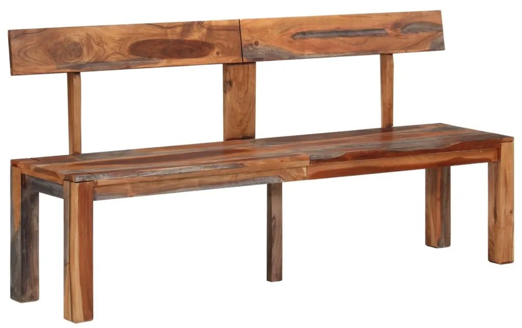 szürke tömör akácfa pad háttámlával 160 cm