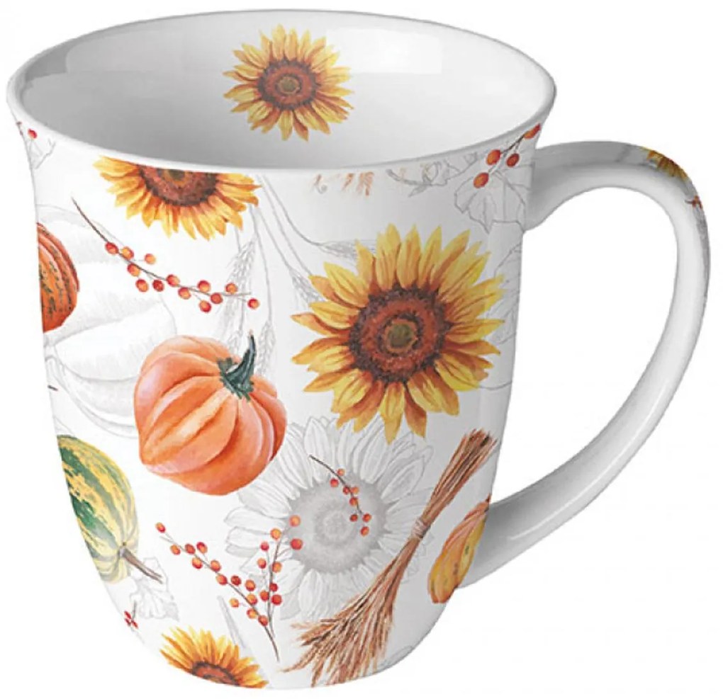 Porcelán bögre napraforgó mintával Pumpkins & sunflowers 400 ml