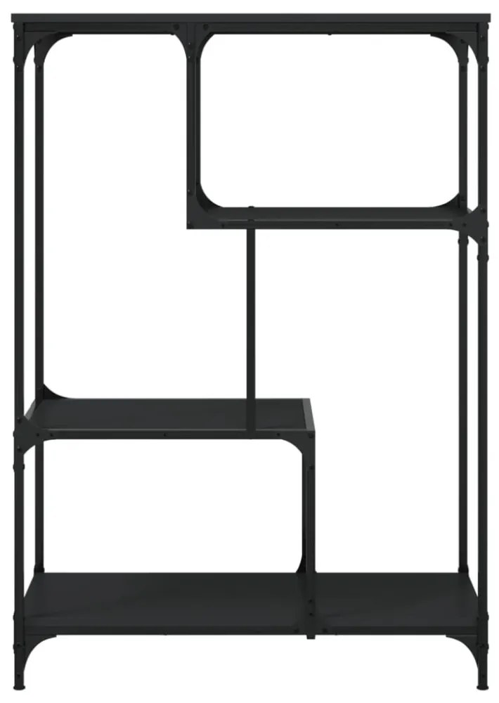 fekete szerelt fa és acél könyvespolc 81x36x115 cm