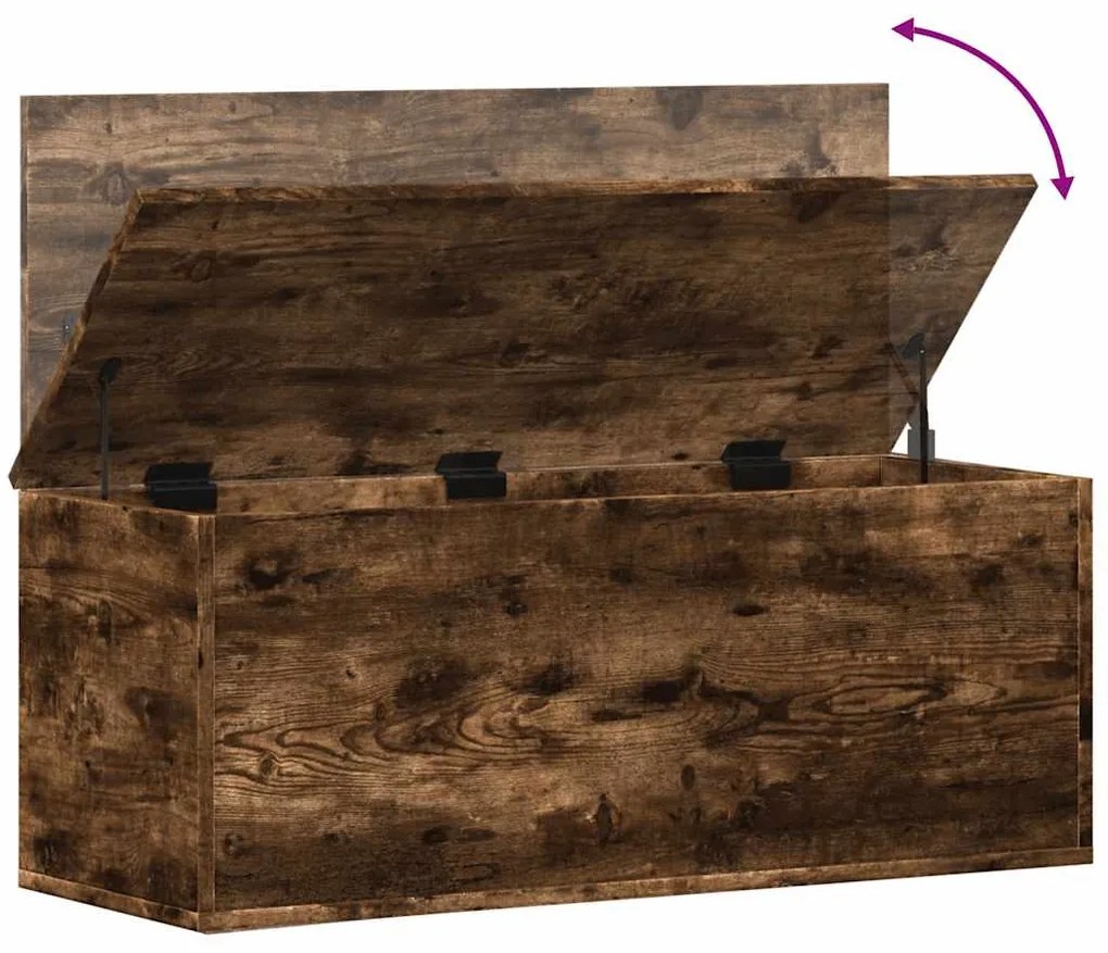 füstös tölgy színű szerelt fa tárolóláda 90 x 35 x 35 cm