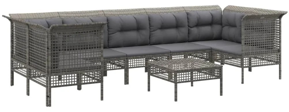 8 részes szürke polyrattan kerti ülőgarnitúra párnákkal