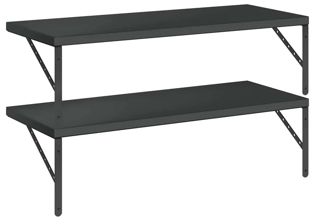 2 db fekete rozsdamentes acél fali polc 100 x 40 cm