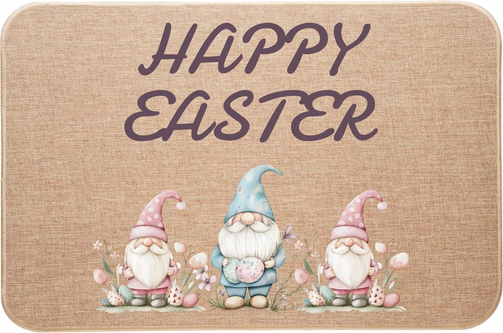 Lábtörlő lenvászon dísz három húsvéti manó Happy Easter
