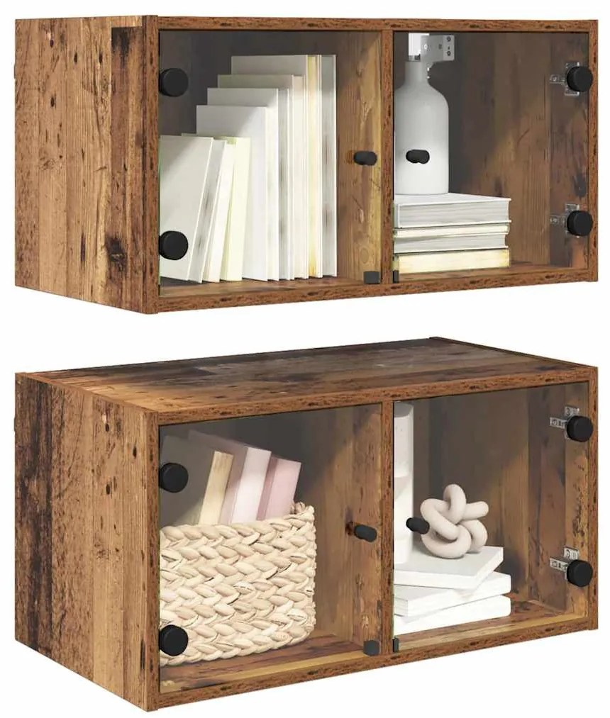 Fali Szekrények 2 pcs Öreg fa 68 x 37 x 35 cm Faanyag