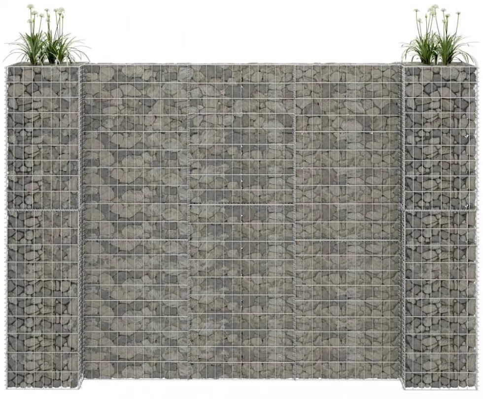 H alakú acéldrót virágtartó gabion 260 x 40 x 180 cm