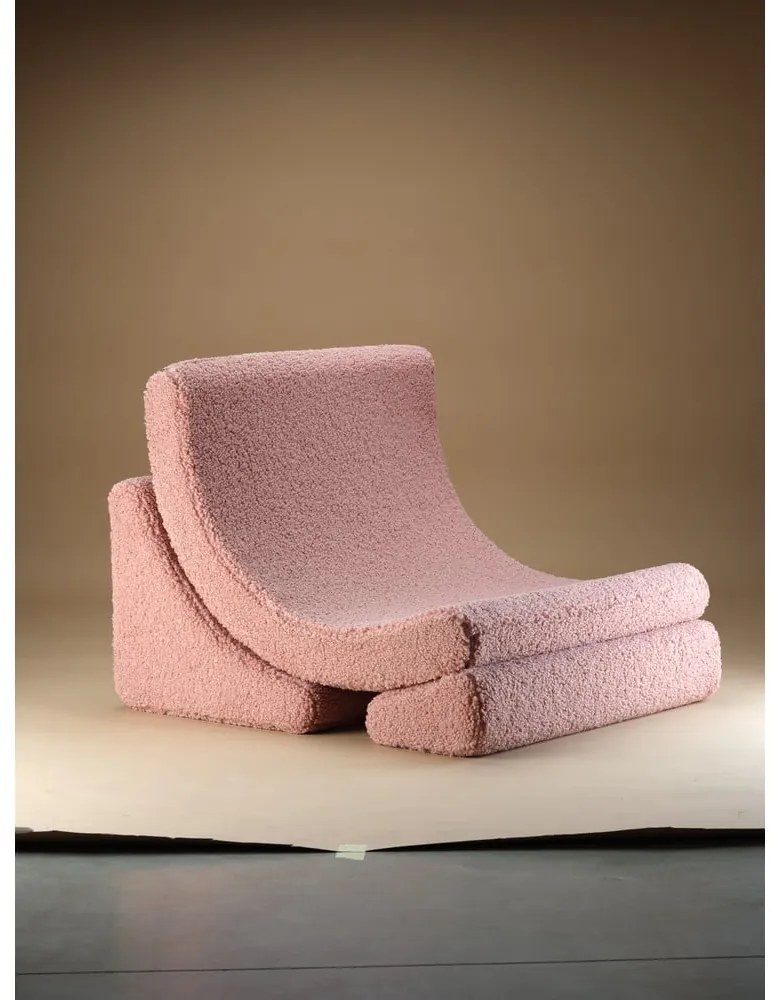 Rózsaszín buklé gyerek fotel Moon – Wigiwama