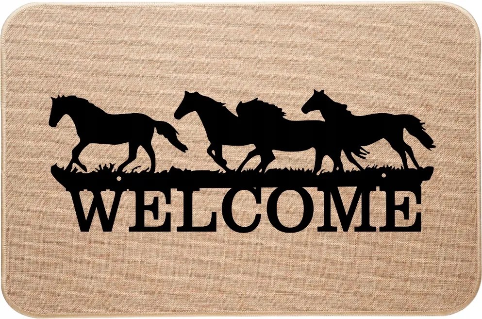 Lábtörlő Bemeneti Lenvászon Galoppozó lovak Welcome Helló