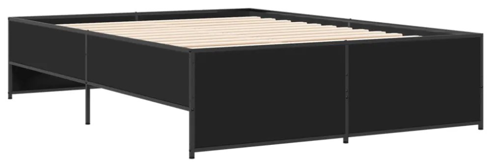 fekete szerelt fa és fém ágykeret 140x190 cm