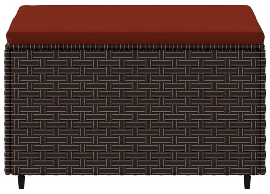 Barna polyrattan kerti lábtartó párnával