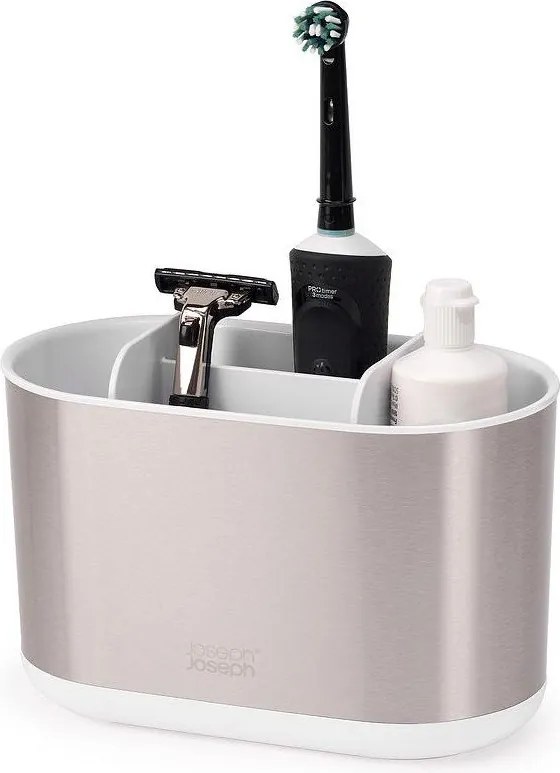 Ezüstszínű rozsdamentes acél fogkefetartó állvány Duo Steel – Joseph Joseph