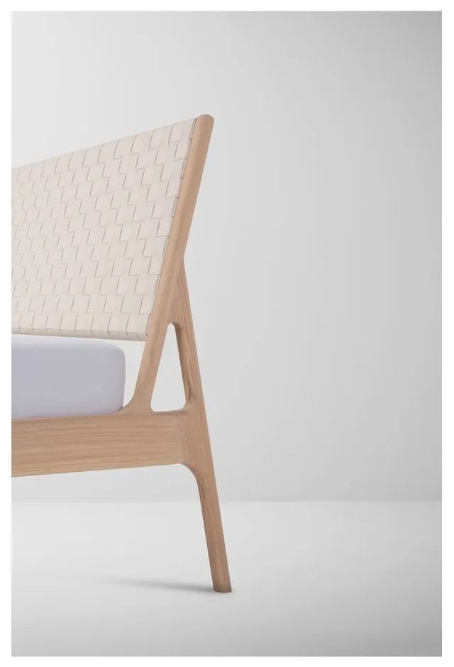 Fehér-natúr színű tölgyfa franciaágy 140x200 cm Fawn – Gazzda