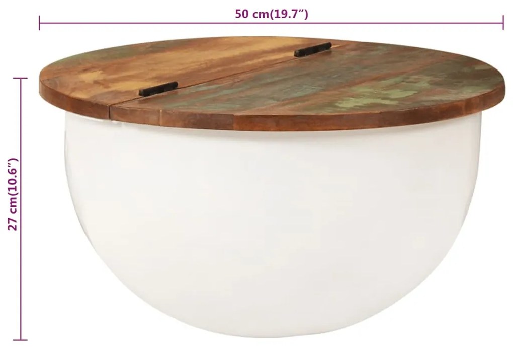 fehér újrahasznosított fa dohányzóasztal 50x27 cm
