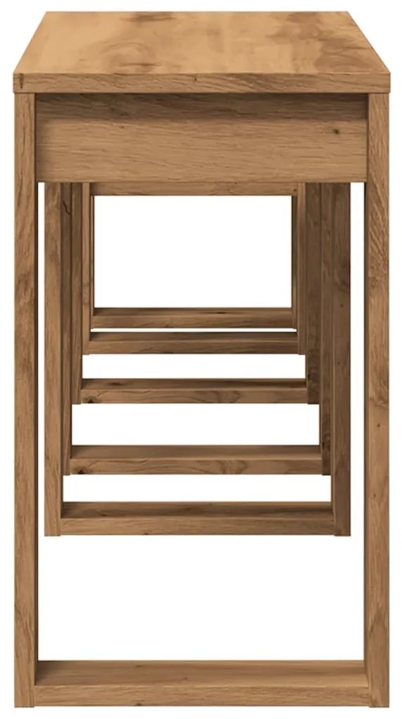 vidaXL 3 db kézműves tölgy színű szerelt fa dohányzóasztal