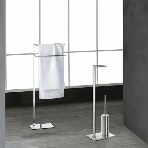GEDY 783213 Állvány WC-papír tartóval és WC-kefetartóval, szögletes, sárgaréz