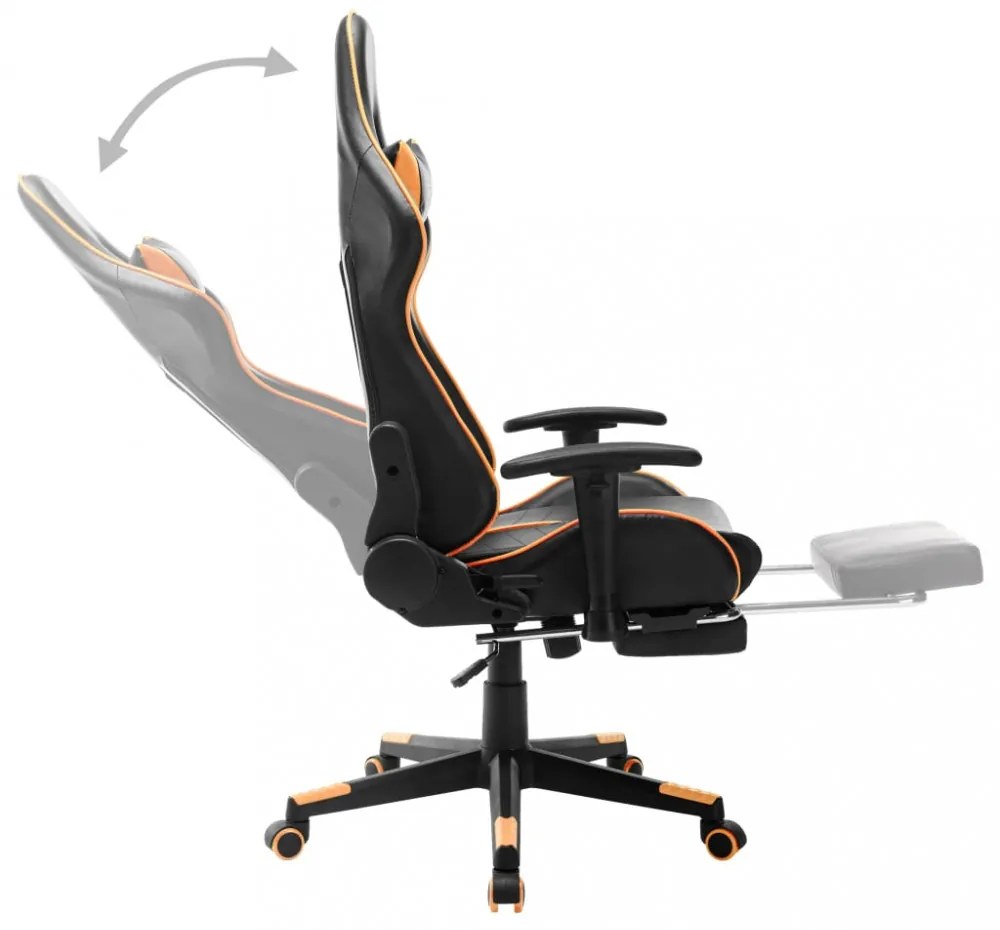 fekete és narancssárga műbőr gamer szék lábtámasszal