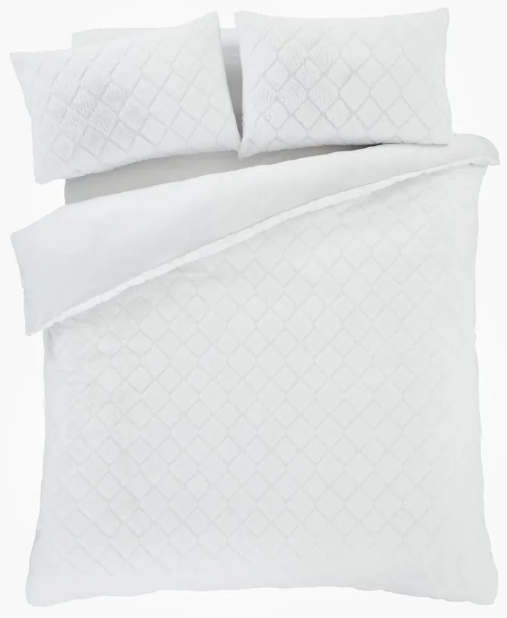 Fehér kétszemélyes mikroplüss ágyneműhuzat 200x200 cm Cosy Diamond – Catherine Lansfield