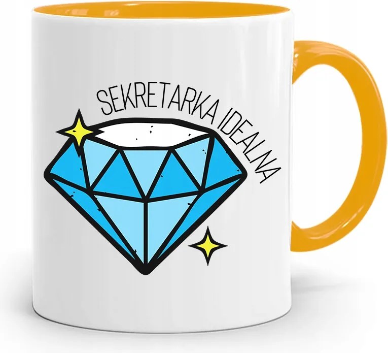 Sárga Bögre Ajándék Titkárnőnek Tökéletes, fényképes nyomattal