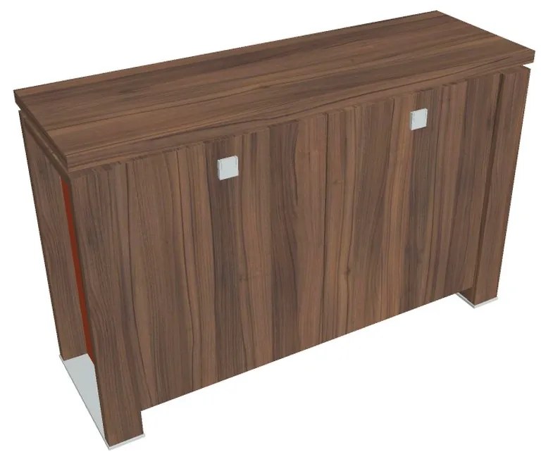 Verno+ S alacsony szekrény 140 x 46 x 90 cm, dió / narancs