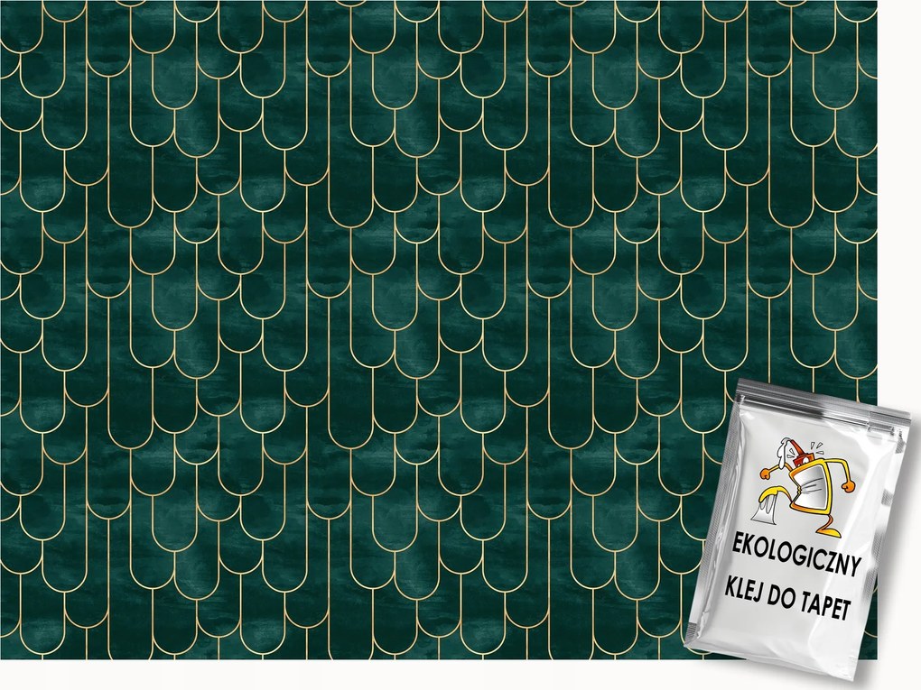 Fotótapéta Flizelina Mozaik Art Deco Smaragd Arany Pikkely 200x140 ragasztó
