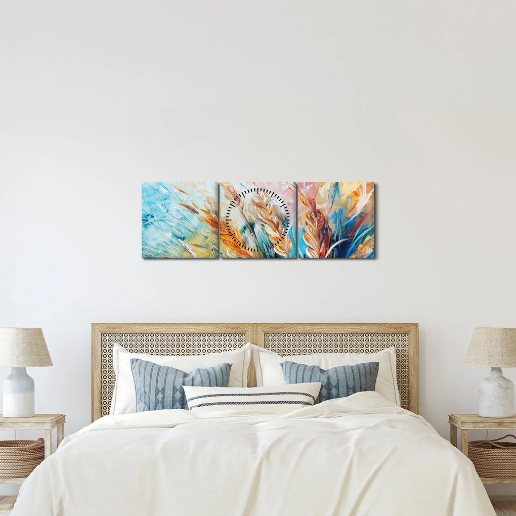 Kép - Búza, absztrakció (órával) (90x30 cm)