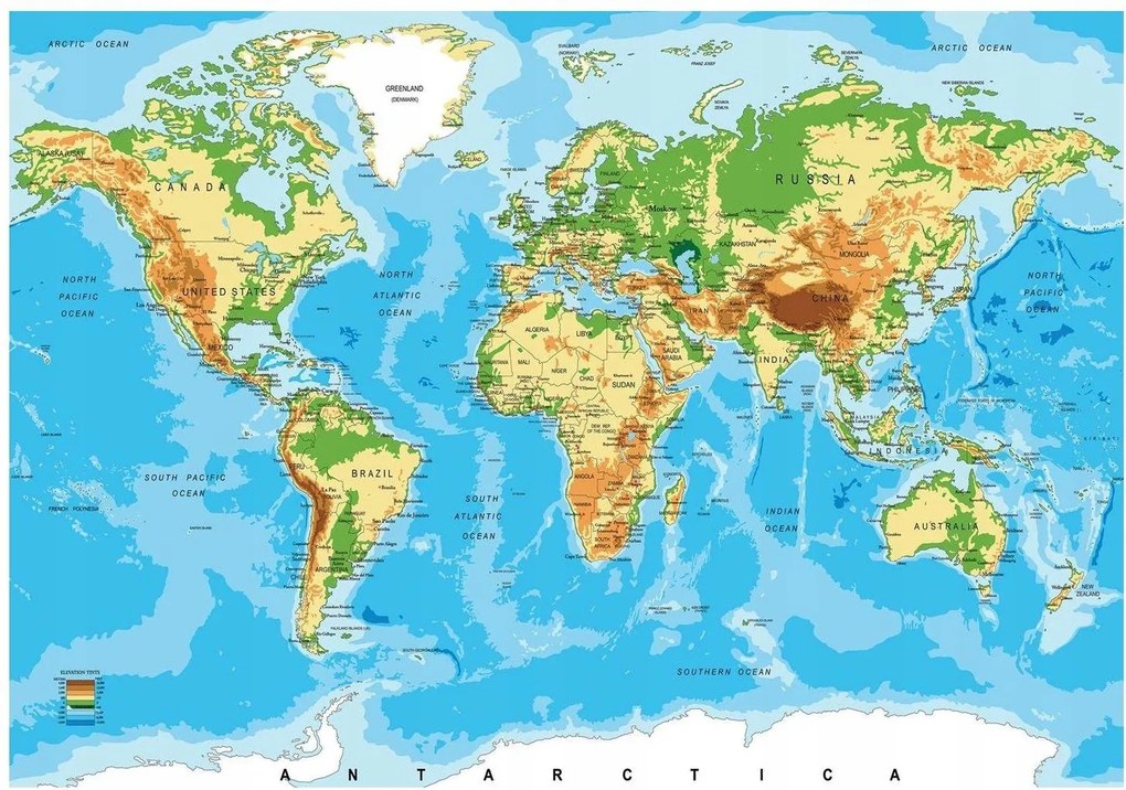Fotótapéta Kontinensek Világtérkép Országok 3D 254x184
