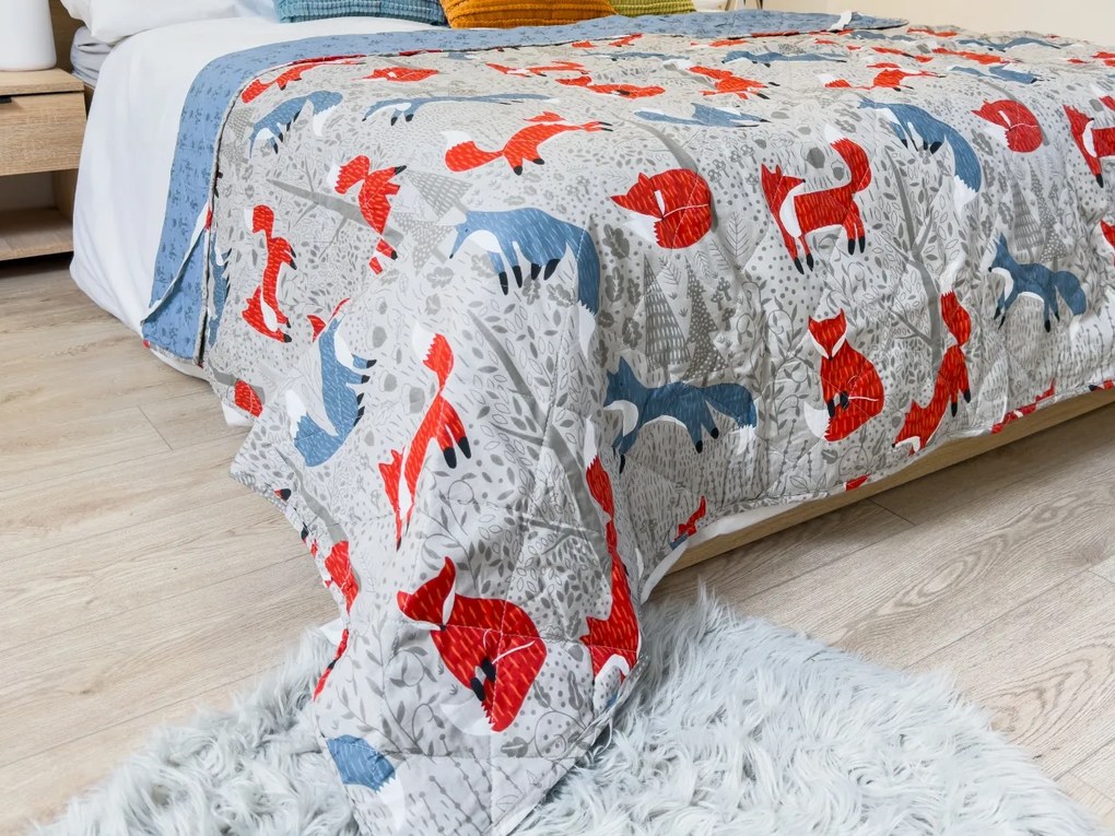 Ágytakaró FOXIVA szürke, 100% pamut Méret: 170 x 210 cm