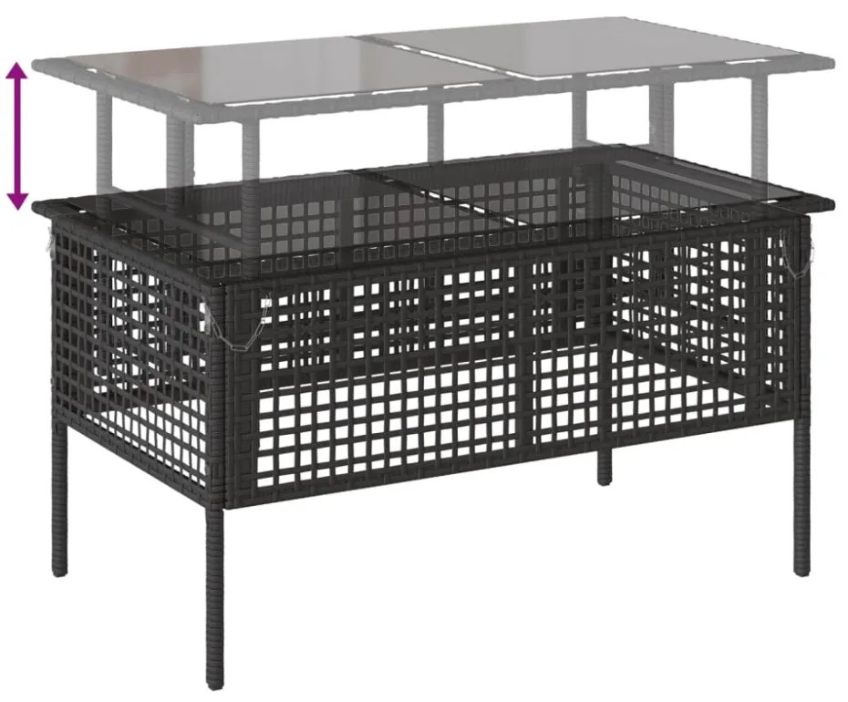 4 részes fekete polyrattan üveg kerti ülőgarnitúra párnával