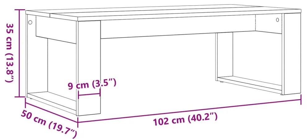 Fekete Tölgy Kávézóasztal 102x50x35 cm Műgyanta