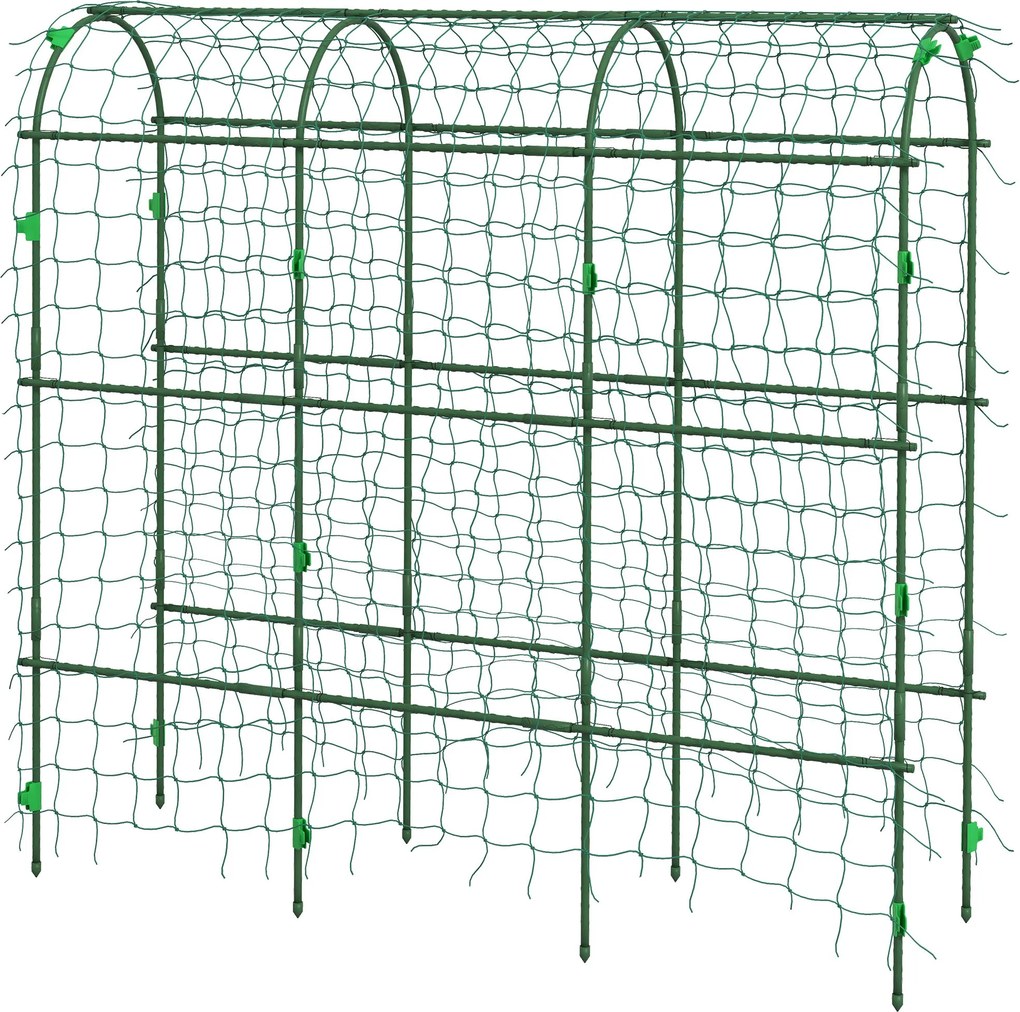 Outsunny Fém Rácsív Rozsdamentes Növénytámasz Mászó Növényekhez - Uborka Rács 43 x 182 x 183 cm Kerti Rács Paradicsomhoz, Zöldségekhez, Virágokhoz | A