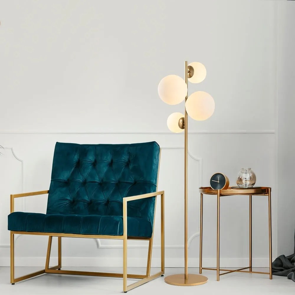 Aranyszínű állólámpa üveg búrával (magasság 162 cm) Fazli – Opviq lights