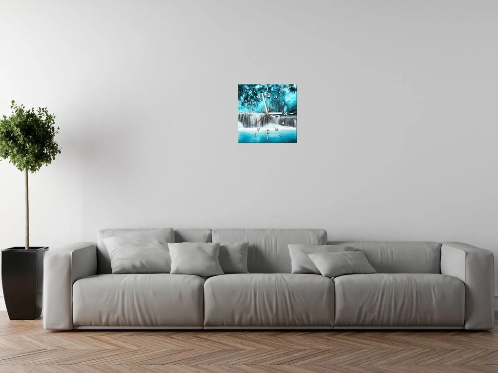 Gario Órás falikép Vízesés a kék dzsungelben Méret: 100 x 40 cm