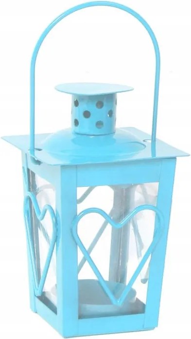 Lámpás szív tealight kék dekoráció Terasz dekoráció