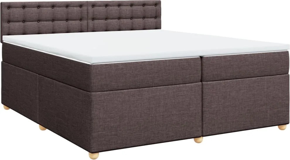 vidaXL sötétbarna szövet rugós ágy matraccal 200 x 200 cm