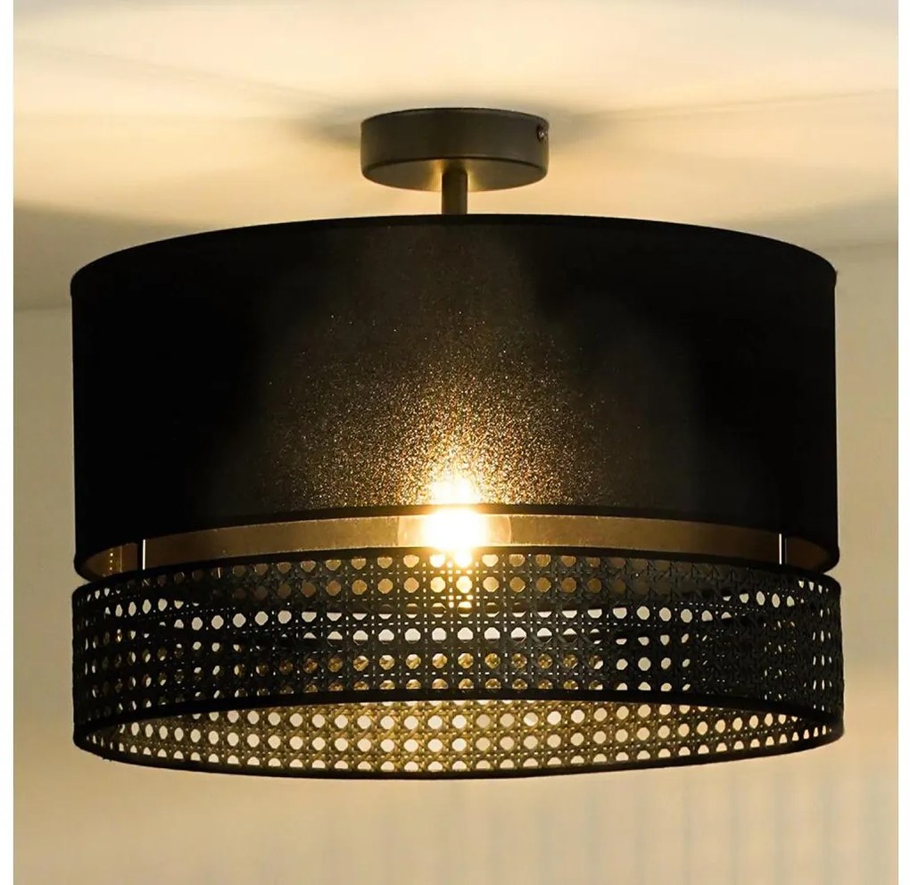 Duolla - Felületre szerelhető csillár DOUBLE RATTAN 1xE27/15W/230V átm. 40 cm fekete