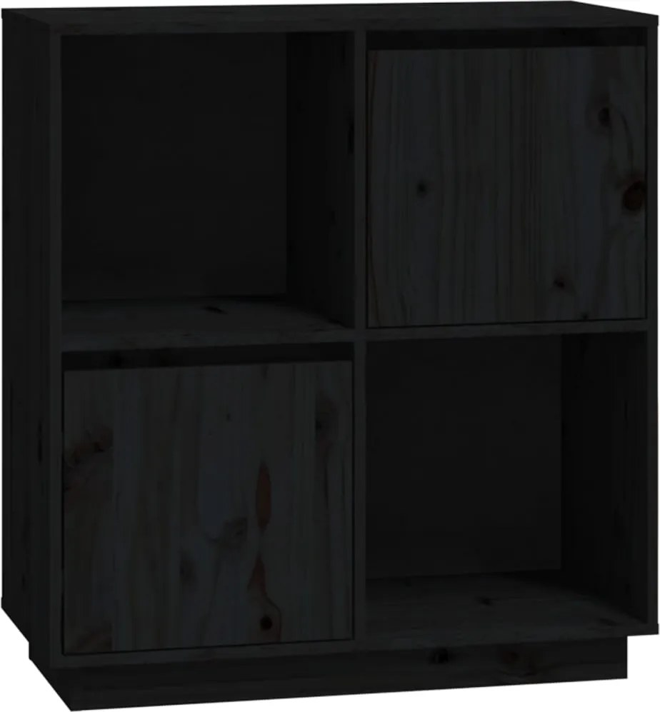 vidaXL fekete tömör fenyőfa tálalószekrény 74x35x80 cm