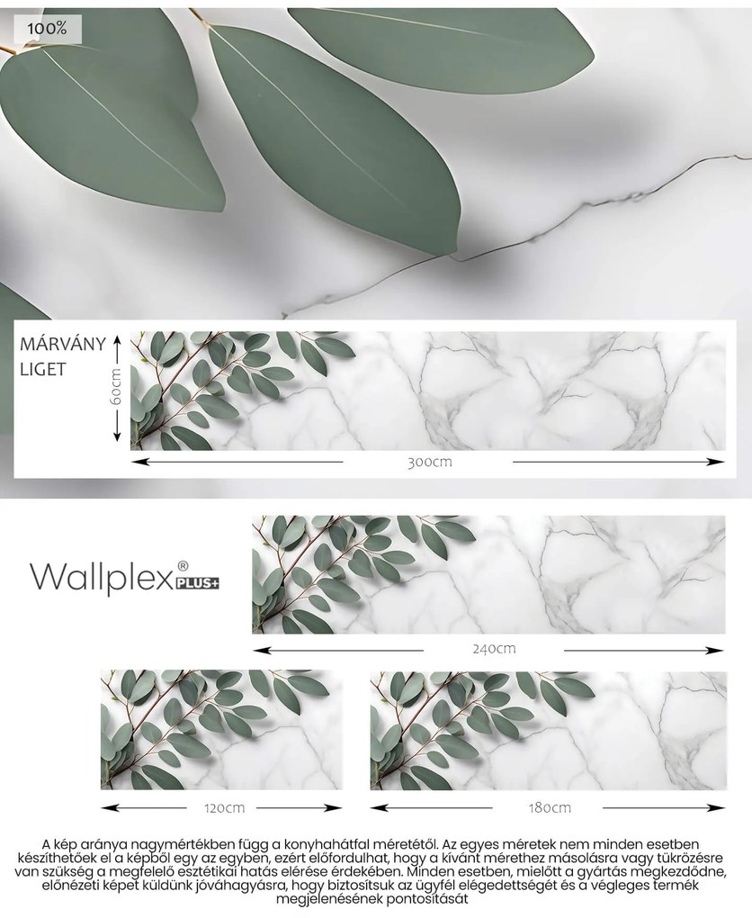 Wallplex konyhahátfal Márvány Liget (Méret: 60x180)