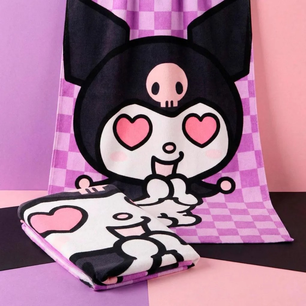 Hello Kitty Kuromi Heart fürdőlepedő, strand törölköző 70x140cm (Fast Dry)
