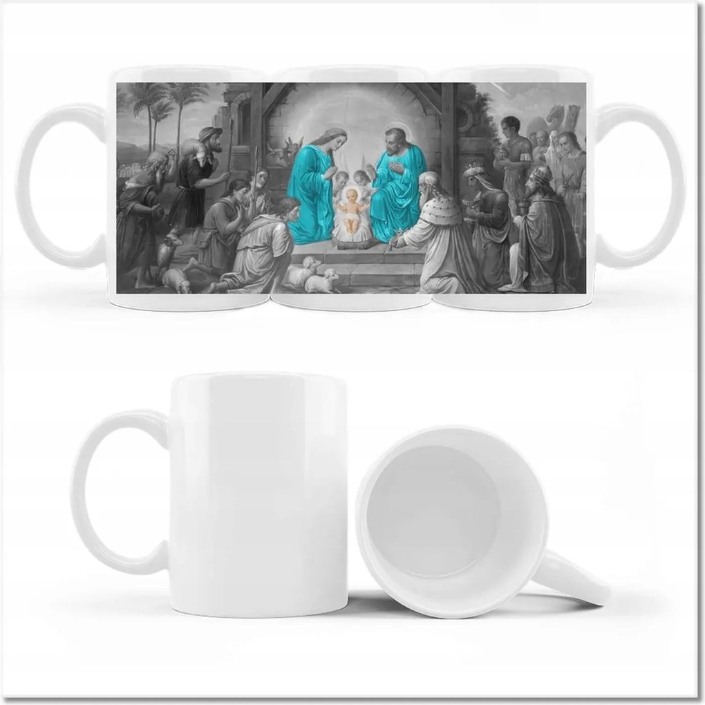 Fényképes bögre Szent család türkiz