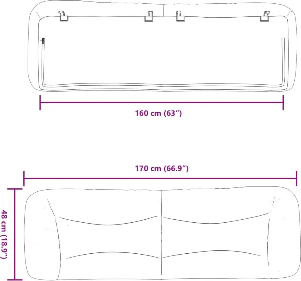 világosszürke szövet fejtámla párna Hvar 160 cm